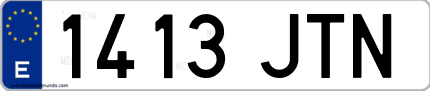 Ejemplo de matrícula de coche ordinaria 1413 JTN