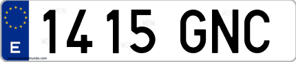 Ejemplo de matrícula de coche ordinaria 1415 GNC