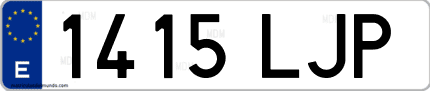 Ejemplo de matrícula de coche ordinaria 1415 LJP
