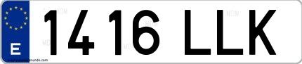 Ejemplo de matrícula española 1416 LLK