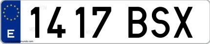 Ejemplo de matrícula española 1417 BSX