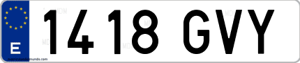 Ejemplo de matrícula de coche ordinaria 1418 GVY