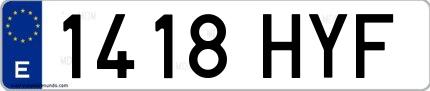 Ejemplo de matrícula española 1418 HYF