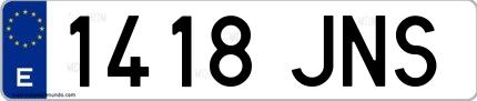 Ejemplo de matrícula española 1418 JNS