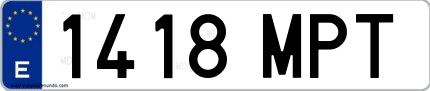 Ejemplo de matrícula española 1418 MPT
