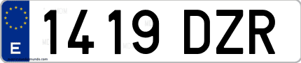 Ejemplo de matrícula de coche ordinaria 1419 DZR