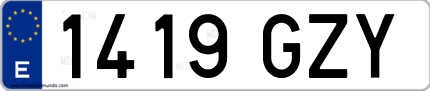 Ejemplo de matrícula de coche ordinaria 1419 GZY
