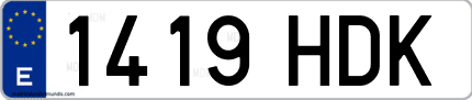 Ejemplo de matrícula de coche ordinaria 1419 HDK