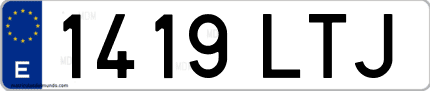 Ejemplo de matrícula de coche ordinaria 1419 LTJ