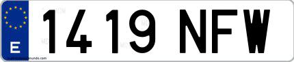 Ejemplo de matrícula española 1419 NFW