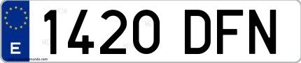 Ejemplo de matrícula española 1420 DFN