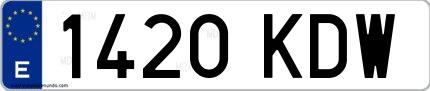 Ejemplo de matrícula española 1420 KDW