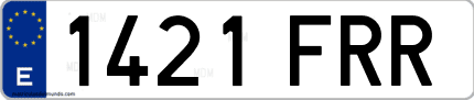 Ejemplo de matrícula de coche ordinaria 1421 FRR