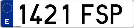 Ejemplo de matrícula de coche ordinaria 1421 FSP