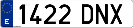 Ejemplo de matrícula de coche ordinaria 1422 DNX