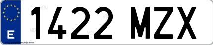 Ejemplo de matrícula española 1422 MZX