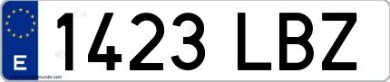 Ejemplo de matrícula española 1423 LBZ