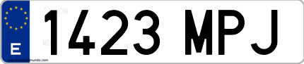 Ejemplo de matrícula de coche ordinaria 1423 MPJ