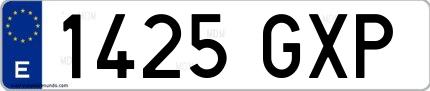 Ejemplo de matrícula española 1425 GXP