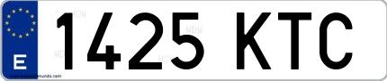Ejemplo de matrícula española 1425 KTC