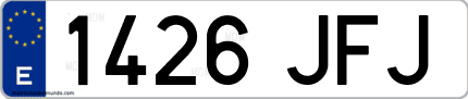 Ejemplo de matrícula de coche ordinaria 1426 JFJ