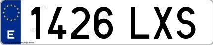 Ejemplo de matrícula española 1426 LXS
