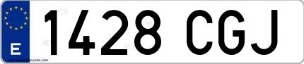 Ejemplo de matrícula española 1428 CGJ