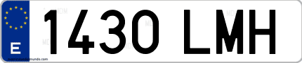 Ejemplo de matrícula de coche ordinaria 1430 LMH