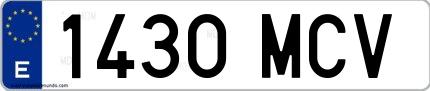 Ejemplo de matrícula española 1430 MCV