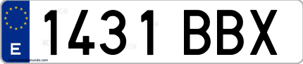 Ejemplo de matrícula de coche ordinaria 1431 BBX