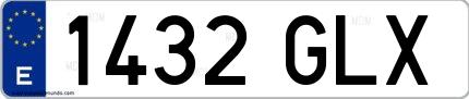 Ejemplo de matrícula española 1432 GLX