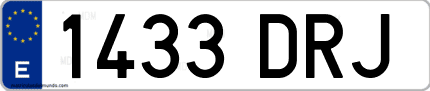 Ejemplo de matrícula de coche ordinaria 1433 DRJ