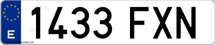 Ejemplo de matrícula española 1433 FXN