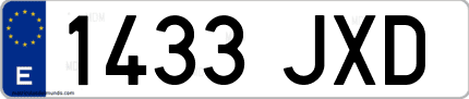 Ejemplo de matrícula de coche ordinaria 1433 JXD