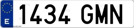 Ejemplo de matrícula española 1434 GMN