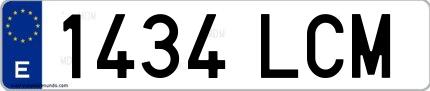 Ejemplo de matrícula española 1434 LCM