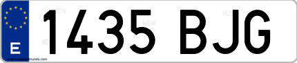 Ejemplo de matrícula de coche ordinaria 1435 BJG