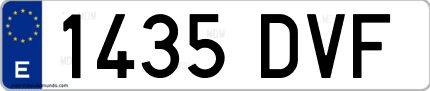 Ejemplo de matrícula de coche ordinaria 1435 DVF