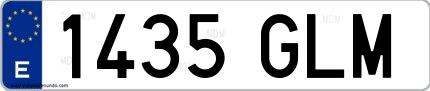 Ejemplo de matrícula española 1435 GLM