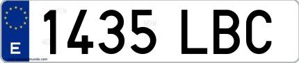 Ejemplo de matrícula española 1435 LBC