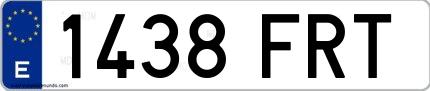 Ejemplo de matrícula española 1438 FRT