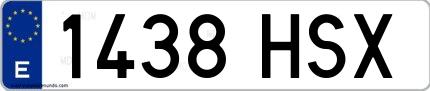 Ejemplo de matrícula española 1438 HSX