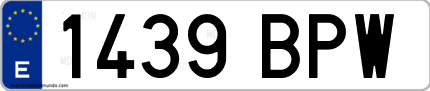 Ejemplo de matrícula de coche ordinaria 1439 BPW