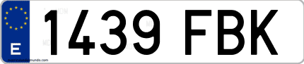 Ejemplo de matrícula de coche ordinaria 1439 FBK