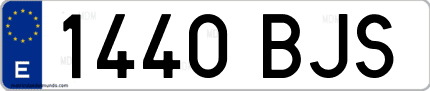 Ejemplo de matrícula de coche ordinaria 1440 BJS