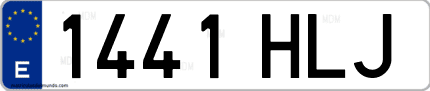 Ejemplo de matrícula de coche ordinaria 1441 HLJ