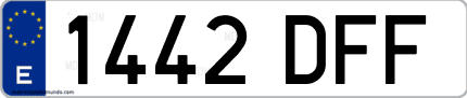 Ejemplo de matrícula de coche ordinaria 1442 DFF