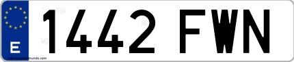 Ejemplo de matrícula española 1442 FWN