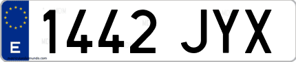 Ejemplo de matrícula de coche ordinaria 1442 JYX