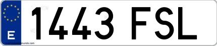 Ejemplo de matrícula española 1443 FSL